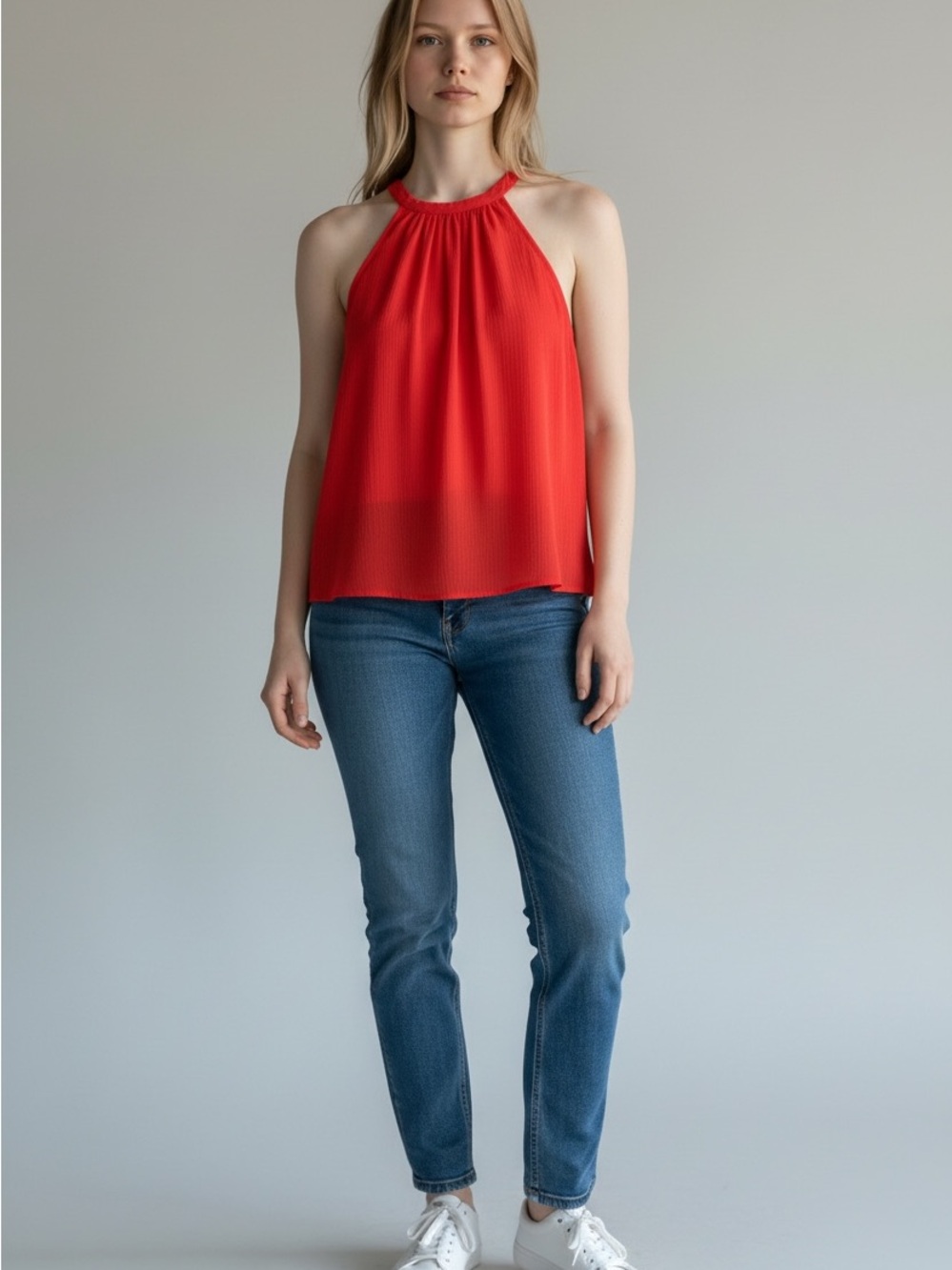 H&M Red Halter Neck Sleeveless Blouse. Size 4